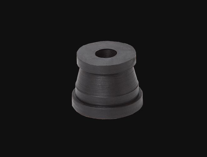 Rubber spring with properties specifically designed for noise and low-frequency isolation. Made out of various elastic materials glued with a thermoplastic resin that jointly work to offer great mechanic and chemical resistance. It is ideal for weather cracking resistance.